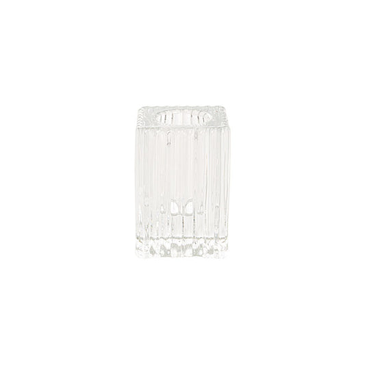 Glass Craft Ripple Dinner Taper Candle Holder Clear (4x6cmH)