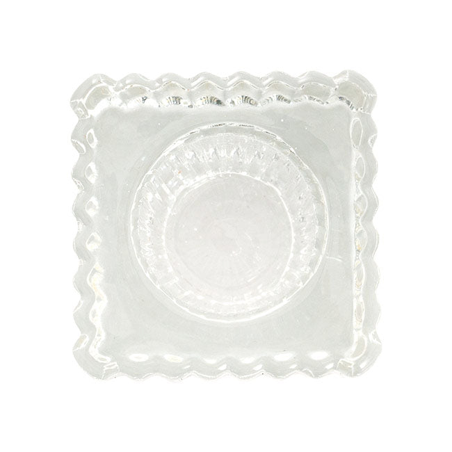 Glass Craft Ripple Dinner Taper Candle Holder Clear (4x6cmH)