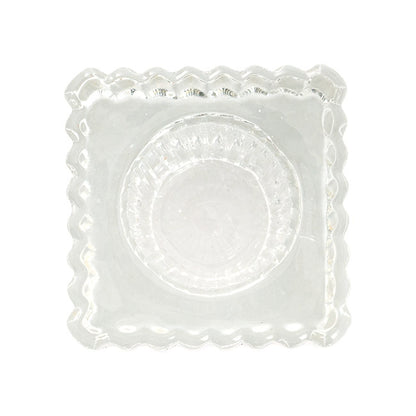 Glass Craft Ripple Dinner Taper Candle Holder Clear (4x6cmH)