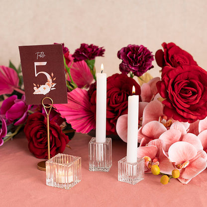 Glass Craft Ripple Cube Dinner Candle Holder Clear (4x4cmH)