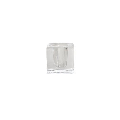 Glass Crystal Cube Dinner Candle Holder Clear (4x4cmH)