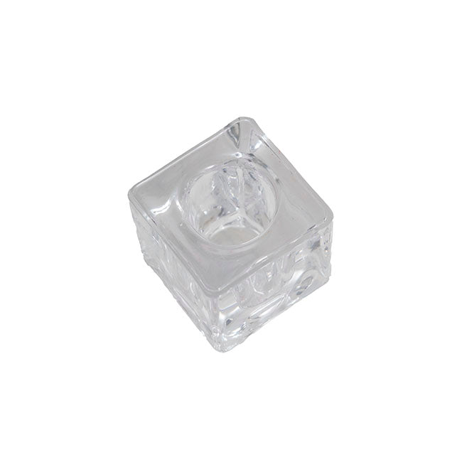 Glass Crystal Cube Dinner Candle Holder Clear (4x4cmH)