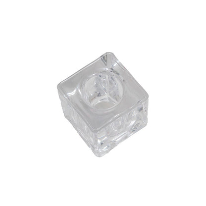 Glass Crystal Cube Dinner Candle Holder Clear (4x4cmH)