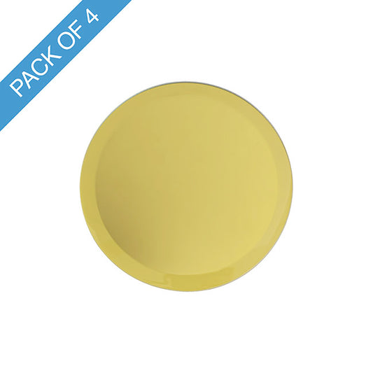 Round Mirror Glass Bevelled Plate Pack 4 Gold (10cmD)