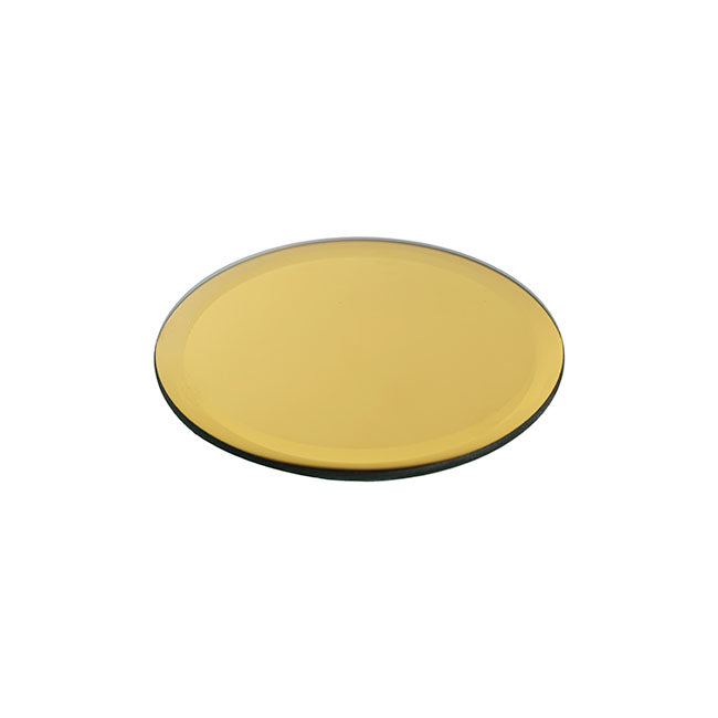 Round Mirror Glass Bevelled Plate Pack 4 Gold (10cmD)