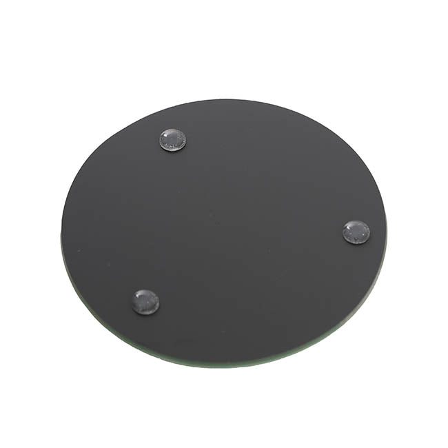 Round Mirror Glass Bevelled Plate Pack 4 Silver (10cmD)