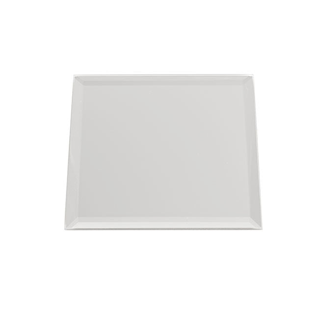 Square Mirror Glass Bevelled Plate Pack 4 Silver (10x10cmH)