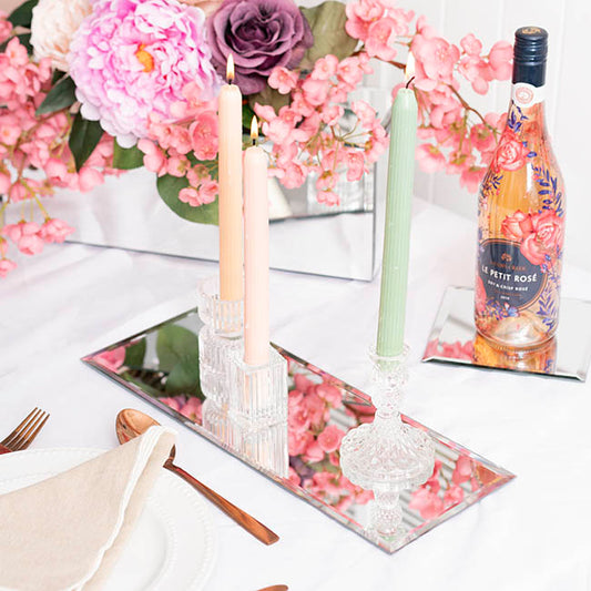 Rectangle Mirror Glass Bevelled Plate Pack2 Silver(40x15cmH)