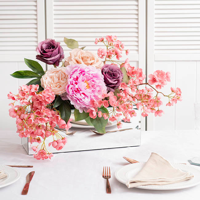 Mirror Glass Rectangle Platform Riser Silver (40x15x15cmH)