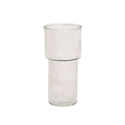Glass Misa Vase Ribbed Clear (11Dx24cmH)