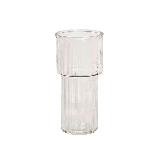 Glass Misa Vase Ribbed Clear (11Dx24cmH)