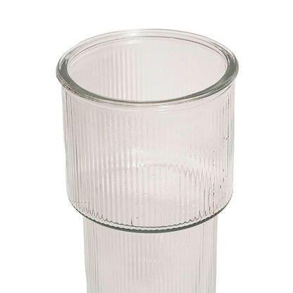 Glass Misa Vase Ribbed Clear (11Dx24cmH)