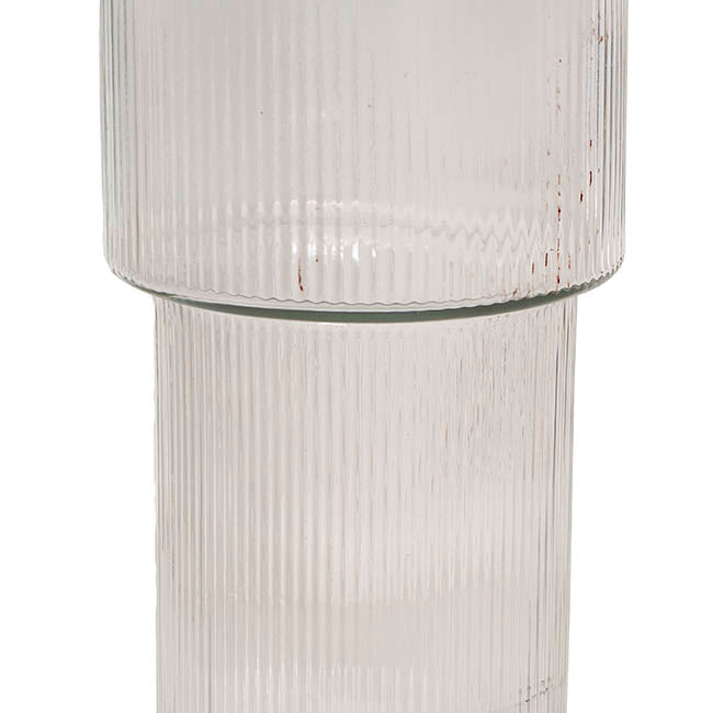 Glass Misa Vase Ribbed Clear (11Dx24cmH)