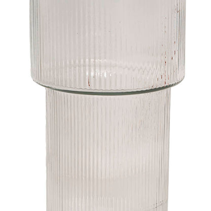 Glass Misa Vase Ribbed Clear (11Dx24cmH)