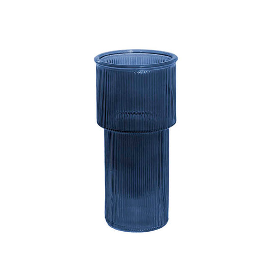 Glass Misa Vase Ribbed Grey (11Dx24cmH)