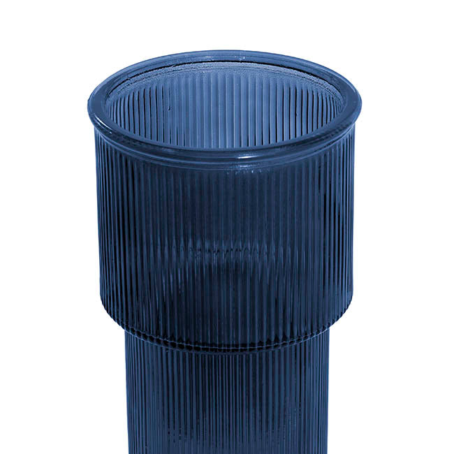 Glass Misa Vase Ribbed Grey (11Dx24cmH)