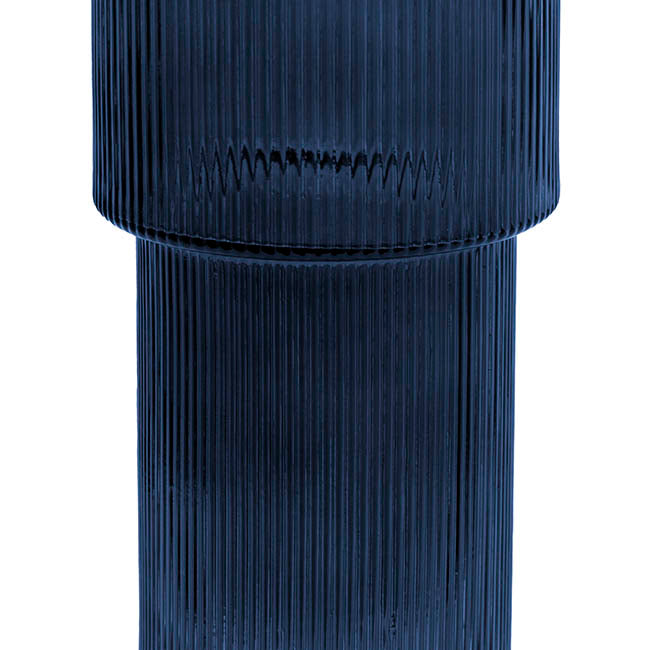 Glass Misa Vase Ribbed Grey (11Dx24cmH)