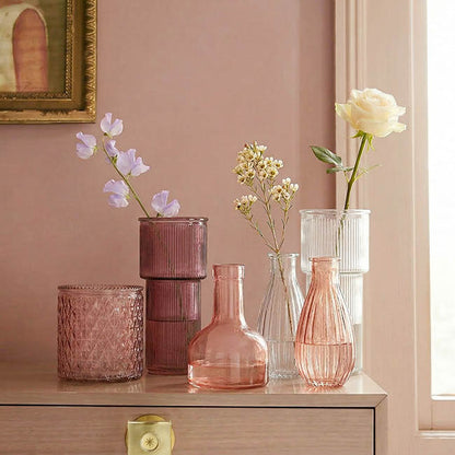 Glass Misa Vase Ribbed Plum (11Dx24cmH)