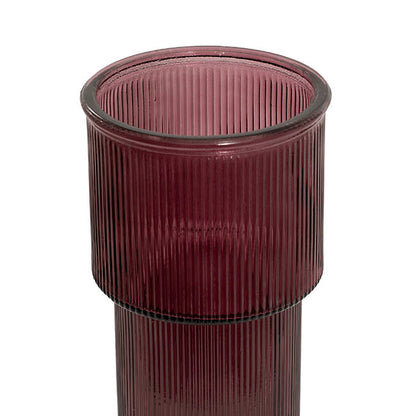 Glass Misa Vase Ribbed Plum (11Dx24cmH)