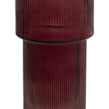 Glass Misa Vase Ribbed Plum (11Dx24cmH)