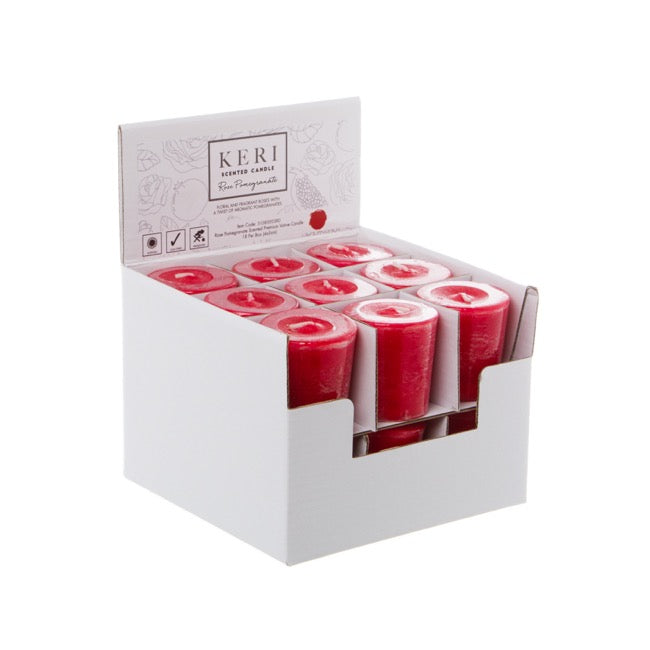 Premium Scented Votive Candle Rose Pomegranate 12 Hour