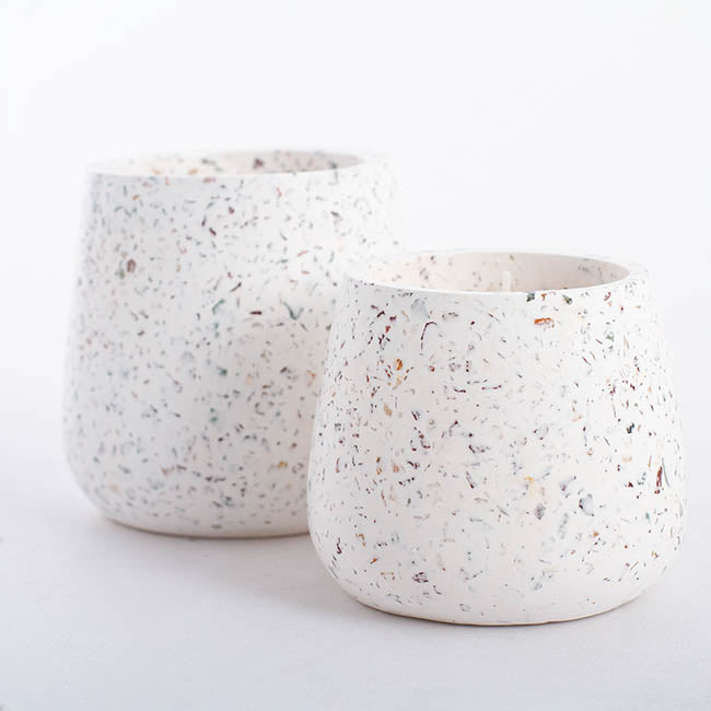 Scented Candle Terrazzo Vanilla White Medium 80g (9.4x8cmH)