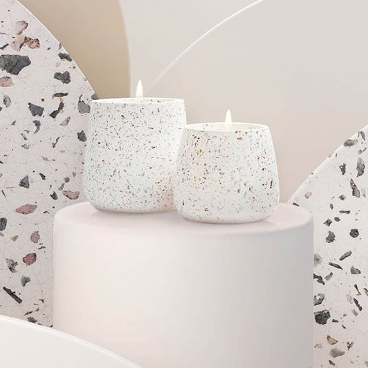 Scented Candle Terrazzo Vanilla White Large 100g (9.8x10cmH)