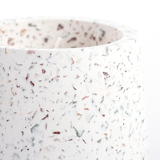 Scented Candle Terrazzo Vanilla White Large 100g (9.8x10cmH)