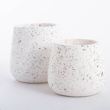 Scented Candle Terrazzo Vanilla White Large 100g (9.8x10cmH)