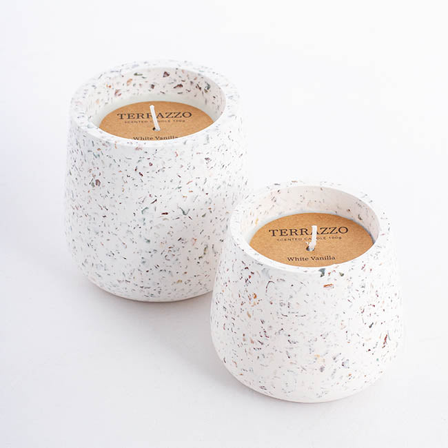 Scented Candle Terrazzo Vanilla White Large 100g (9.8x10cmH)