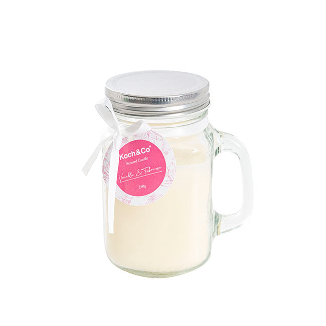 Scented Mason Jar Candle Ivory Vanilla Tuberose 250g 8x13cmH