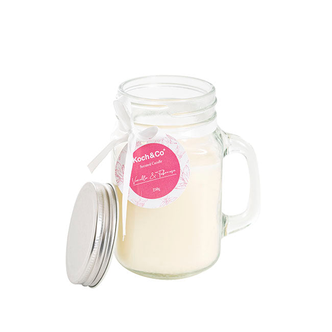 Scented Mason Jar Candle Ivory Vanilla Tuberose 250g 8x13cmH