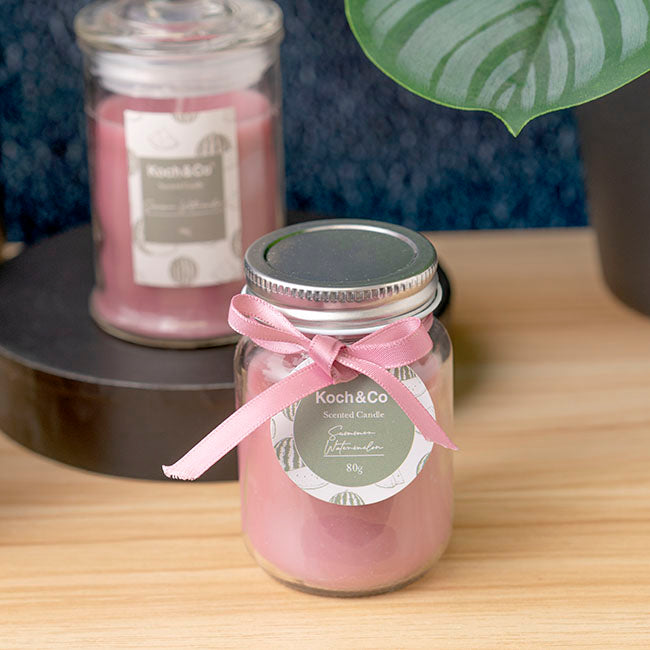Scented Mason Jar Candle Pink Summer Watermelon 80g (6x8cmH)