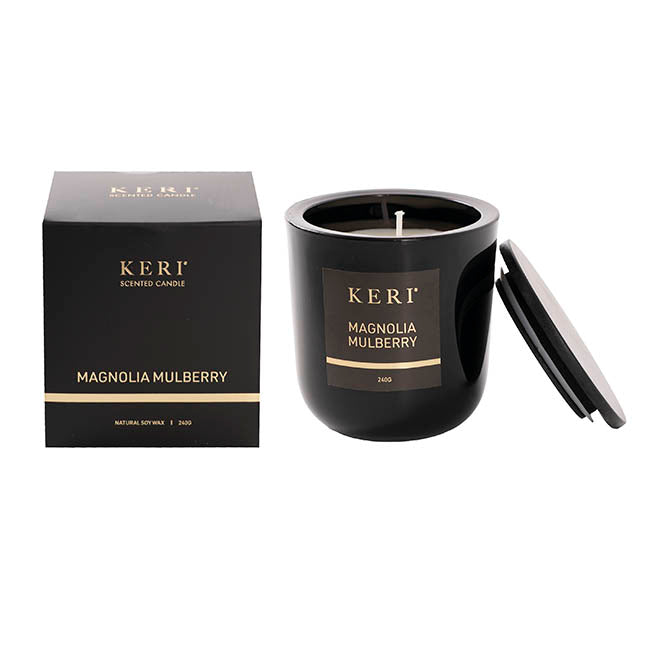 Scented Candle Delicacy Wood Lid Magnolia Mulberry 240g