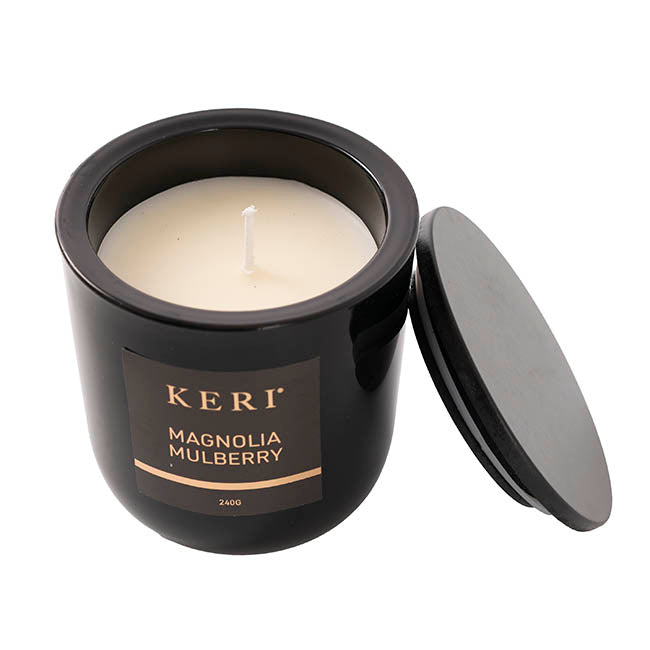 Scented Candle Delicacy Wood Lid Magnolia Mulberry 240g