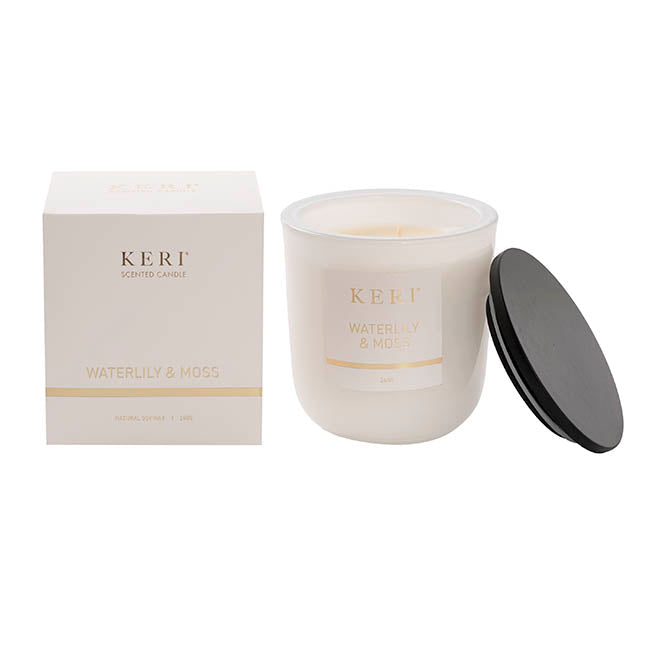 Scented Candle Delicacy Wood Lid Waterlily & Moss 240g