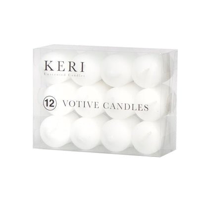 Votive Event Candle 12 Hour Bulk Pack 12 White (3.7x5.5cmH)