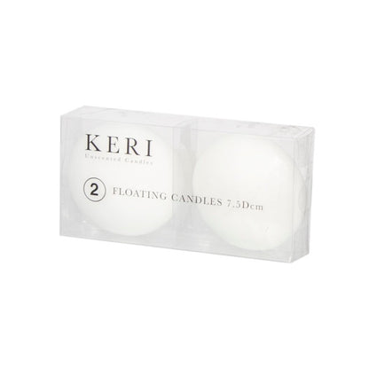 Floating Candle 7 Hour Pack 2 White (7.5Dx3.5cmH)