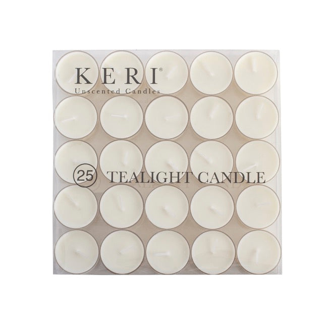 Tealight Candle 9 Hour Clear Cup 25 Pack White (38mmx25mmH)