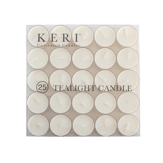 Tealight Candle 9 Hour Clear Cup 25 Pack White (38mmx25mmH)