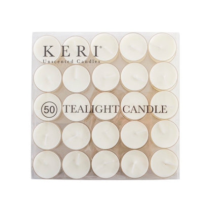 Tealight Candle 4 Hour Clear Cup 50 Pack White (38mmx17mmH)