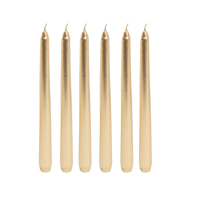 Taper Dinner Candle Pack 6 Gold (2cm x 25cmH)