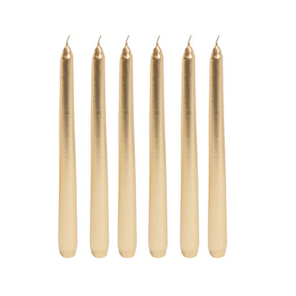 Taper Dinner Candle Pack 6 Gold (2cm x 25cmH)