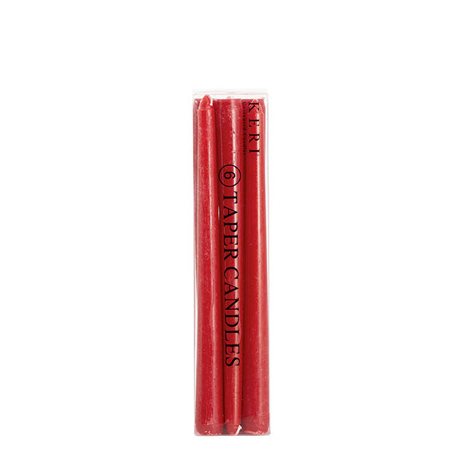 Taper Dinner Candle Pack 6 Red (2cm x 25cmH)
