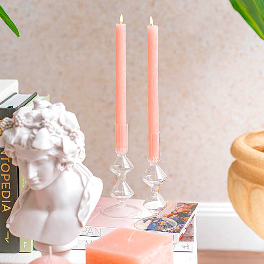 Fleur Dinner Candle Pack 2 Peach (2x25cmH)