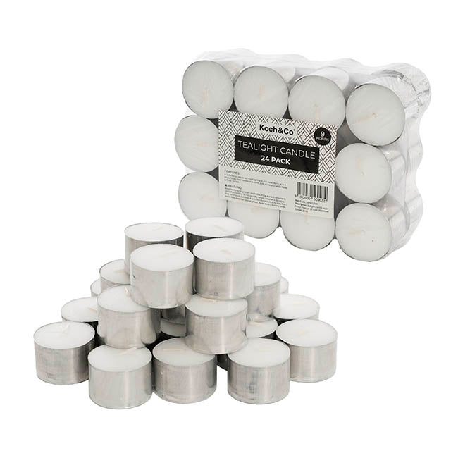 Tealight Event Candle 9 Hour Premium 24 Pack White 38x24mmH