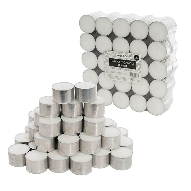 Tealight Event Candle 9 Hour Premium 50 Pack White 38x24mmH