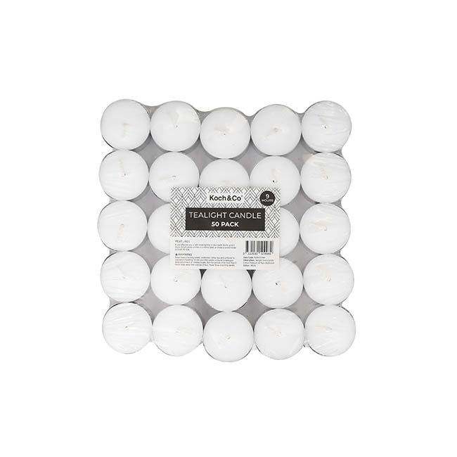 Tealight Event Candle 9 Hour Premium 50 Pack White 38x24mmH