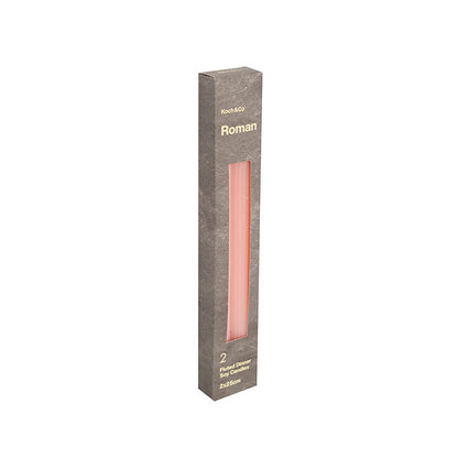Roman Fluted Dinner Soy Candles Pack 2 Pale Pink (2x25cmH)