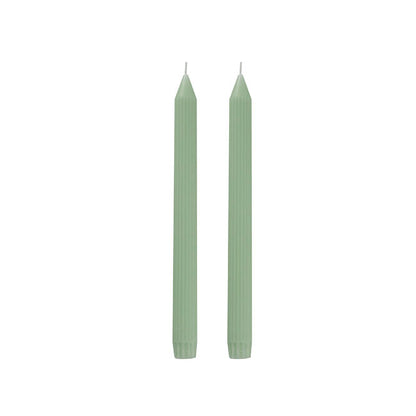 Roman Fluted Dinner Soy Candles Pack 2 Pale Sage (2x25cmH)